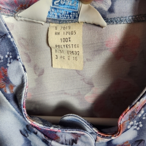 Sears Womens Vintage 70s Blue Floral Buttonfront Shirt-Size 16 - Picture 4 of 7
